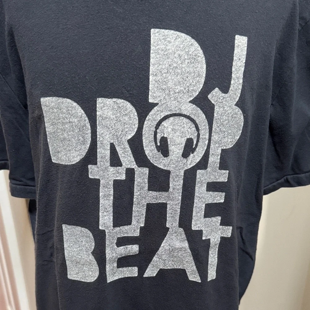 GAP Kids DJ Drop The Beat T-Shirt - Navy & Gray 90sKid KidCore Y2K Music